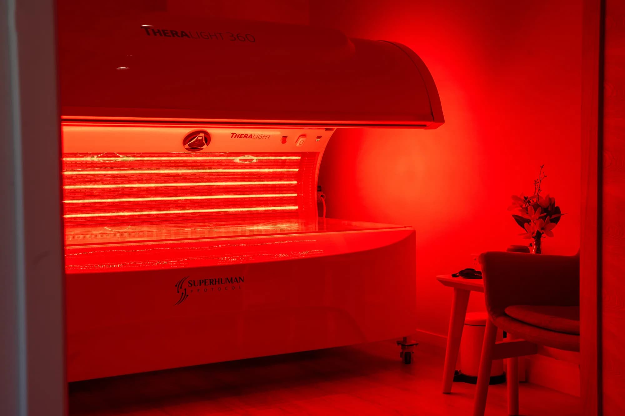 TheraLight 360 red light therapy bed in the Element treatment room