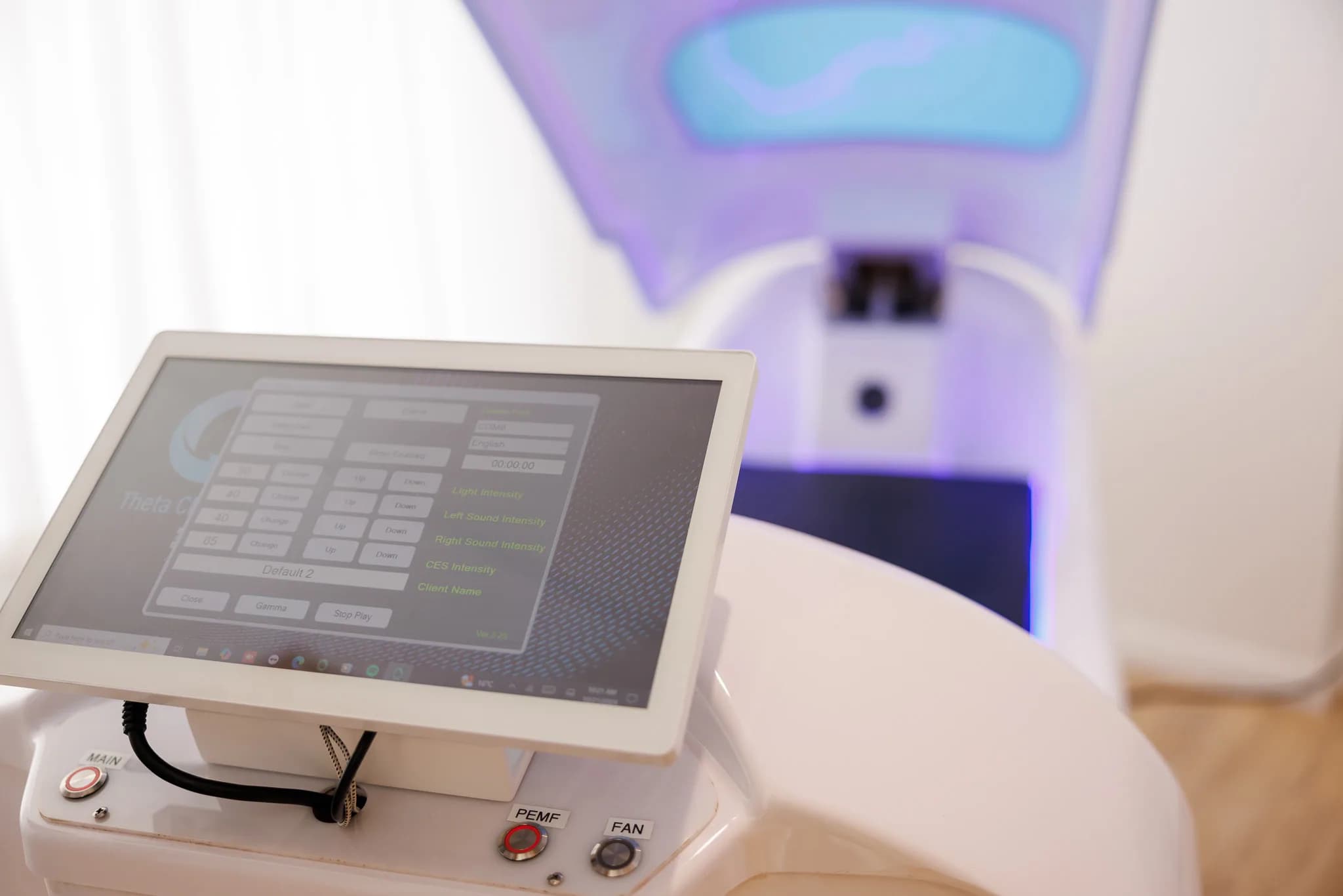 Close-up of the Theta chamber control screen