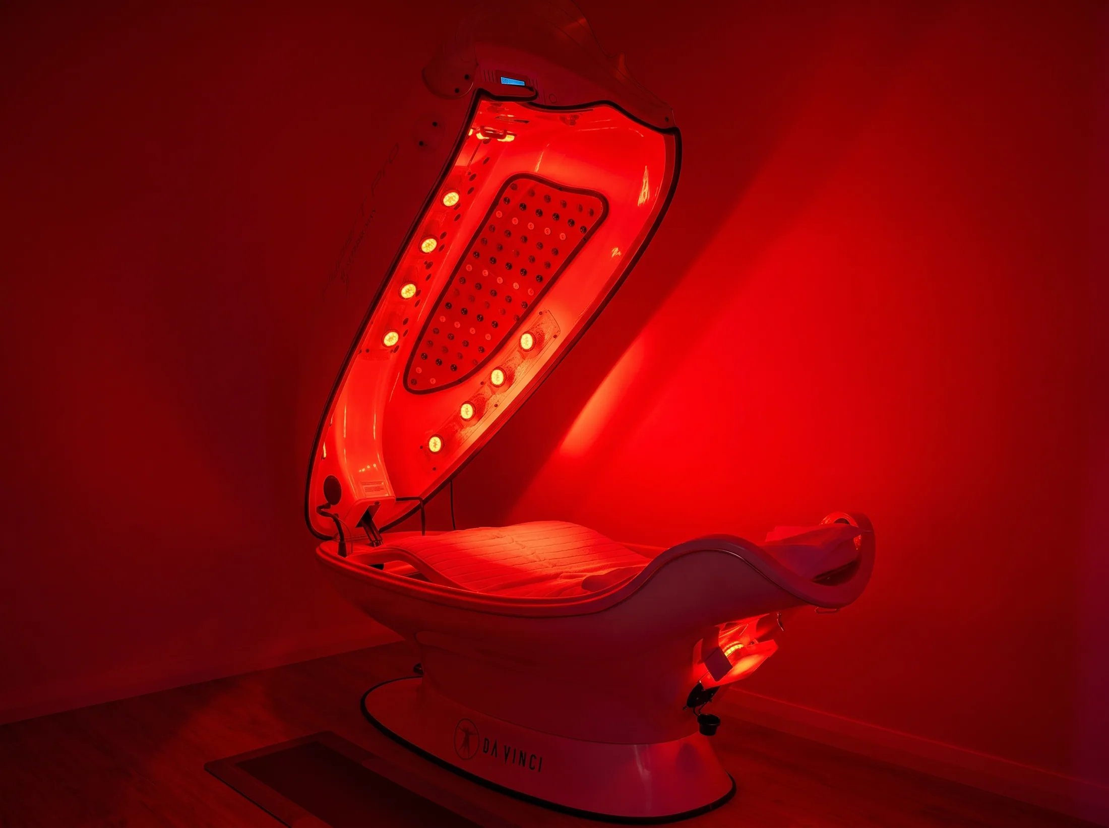 Infrared sauna cocoon product view with the lid open